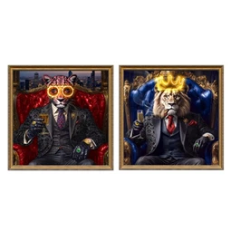 Kép keretes, LED-es oroszlán, gepárd 100x4x100 cm 2 féle