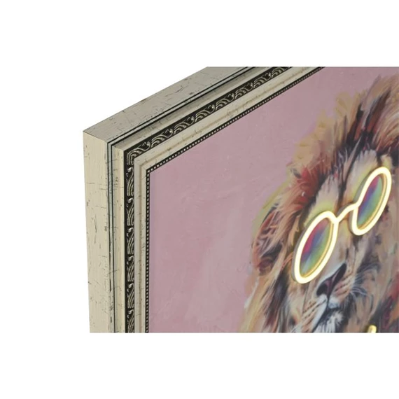 Kép keretes, LED-es oroszlán, leopárd, kézzel festett 84x4x84 cm 2 féle