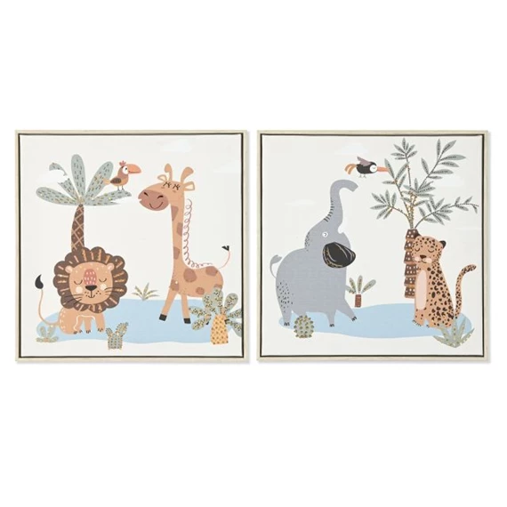 Kép keretes, dzsungel állatok 35x2,6x35 cm 2 féle