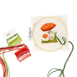 Keresztszemes hímzés mini készlet, gomba 7,6 cm