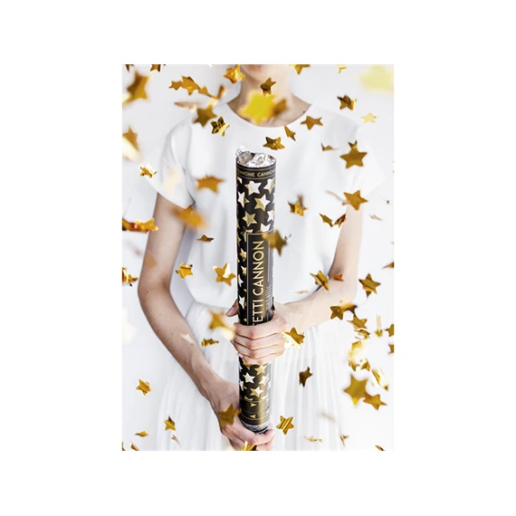 Konfetti ágyú csillagokkal arany 60 cm
