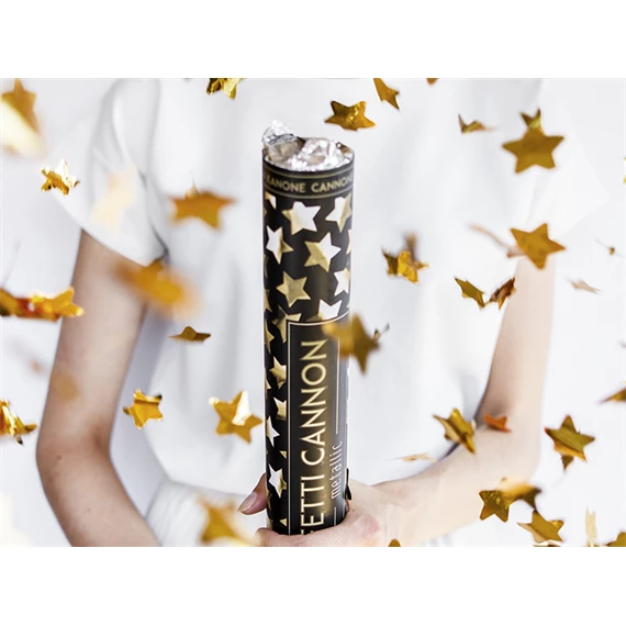 Konfetti ágyú csillagokkal arany 60 cm