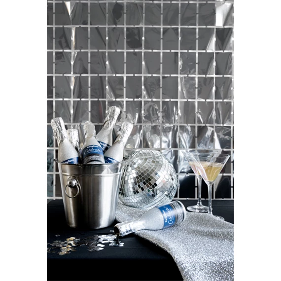 Konfetti ágyú pezsgősüveg alakú 20,5 cm ezüst