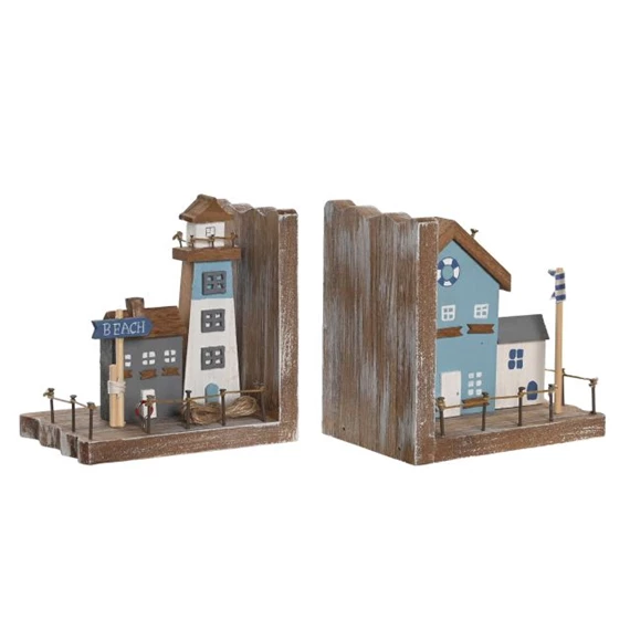 Könyvtámasz szett, vízparti ház 13x9x13 cm S/2