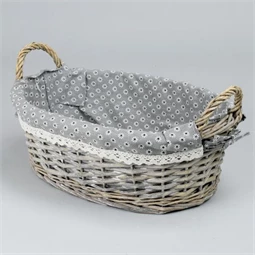 Kosár füllel hosszúkás, vászonnal bélelt 23x11x32 cm