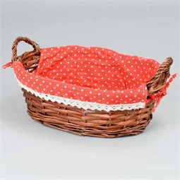 Kosár füllel hosszúkás, vászonnal bélelt 32x11x23 cm