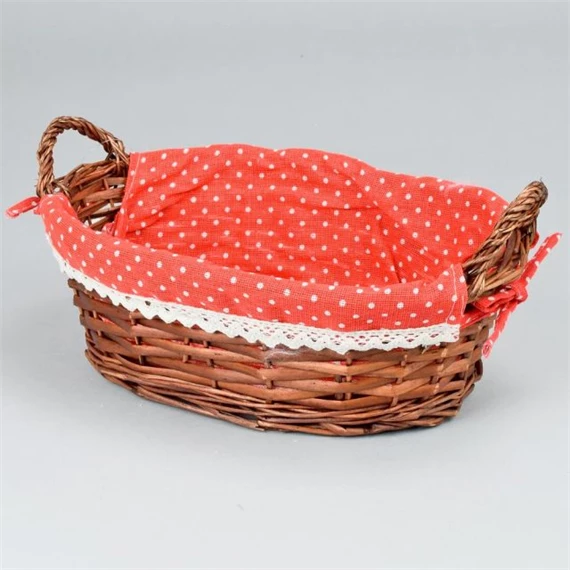 Kosár füllel hosszúkás, vászonnal bélelt 32x11x23 cm