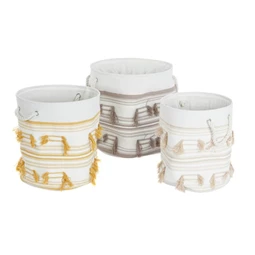 Kosár szett bojtos 43x43x45 cm S/3