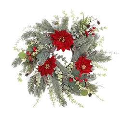 Koszorú fenyővel, tobozzal, mikulásvirággal, eukaliptusszal 60 cm