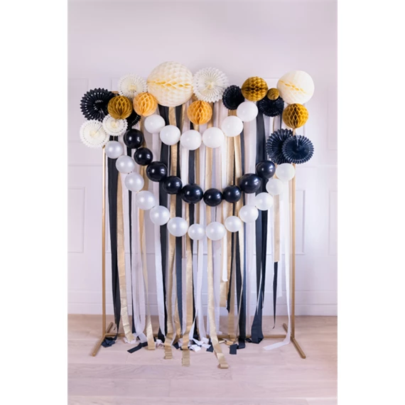 Krepp papír 5 cm/10 m, 6 darabos készlet fekete-arany mix S/6