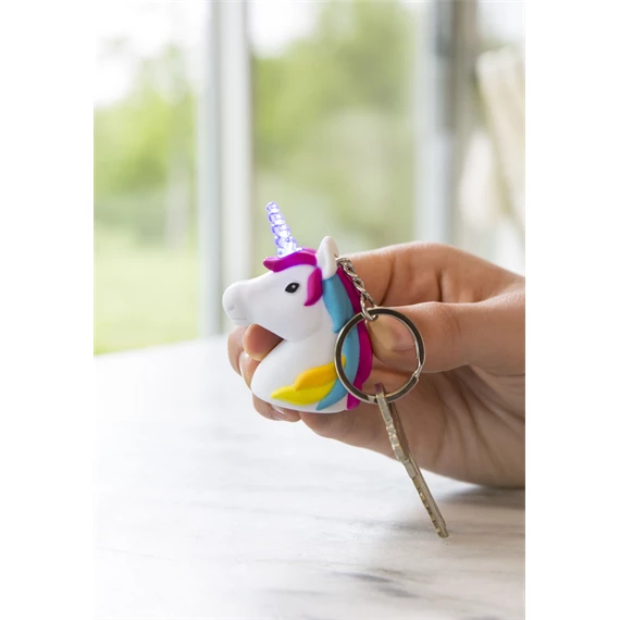 Kulcstartó hanggal, LED-es, unikornis