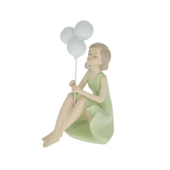Lány lufival ülő 10,2x8x14,2 cm