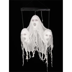 Lebegő koponyák Halloween mozgó, hangot adó, LED-es 60x10x90 cm