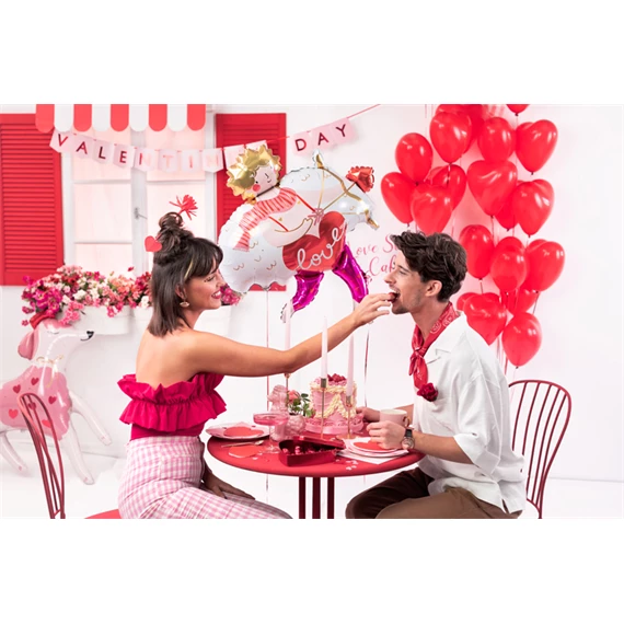 Lufi 16 hüvelykes szívek pasztell piros S/6