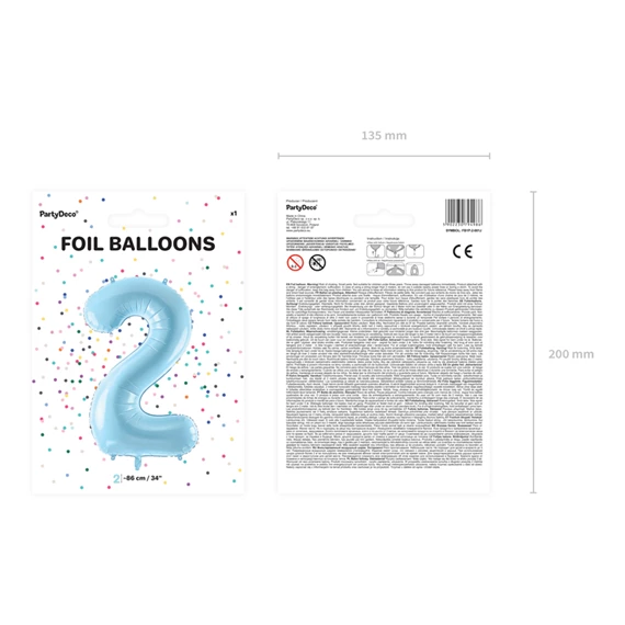 Lufi 2-es szám fólia 86 cm világoskék