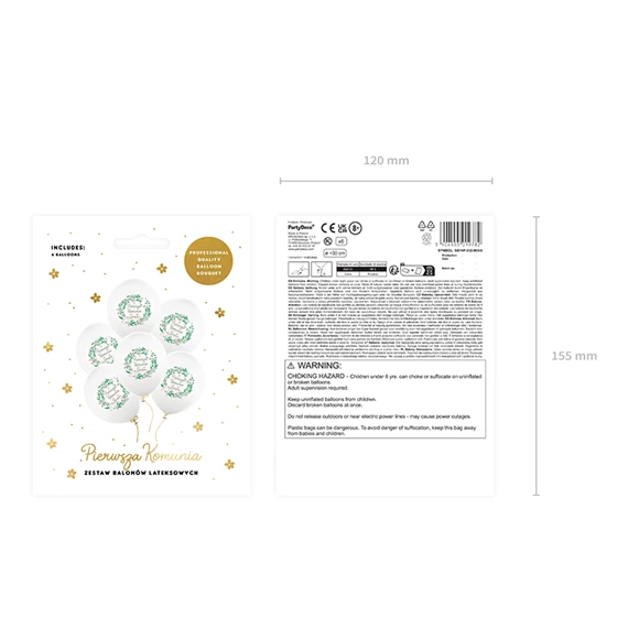 Lufi 30 cm elsőáldozás pasztell fehér S/6