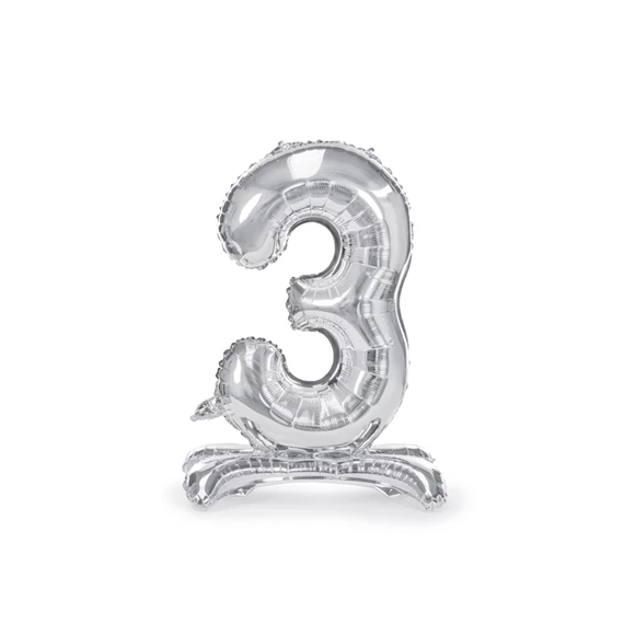 Lufi 3-as szám álló fólia 70 cm ezüst