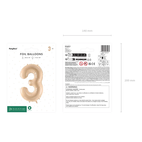 Lufi 3-as szám fólia 72 cm bézs