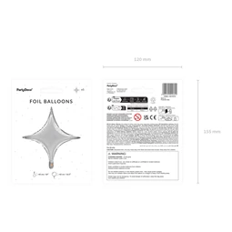 Lufi 4 ágú csillag fólia 45 cm ezüst