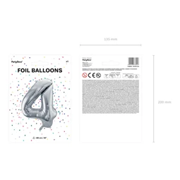 Lufi 4-es szám fólia 86 cm ezüst