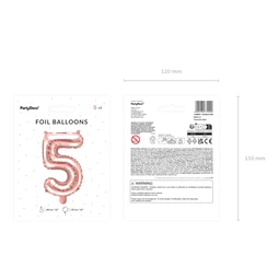 Lufi 5-ös szám fólia 35 cm rózsaarany