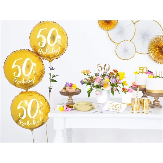 Lufi 50, születésnap fólia arany 45 cm