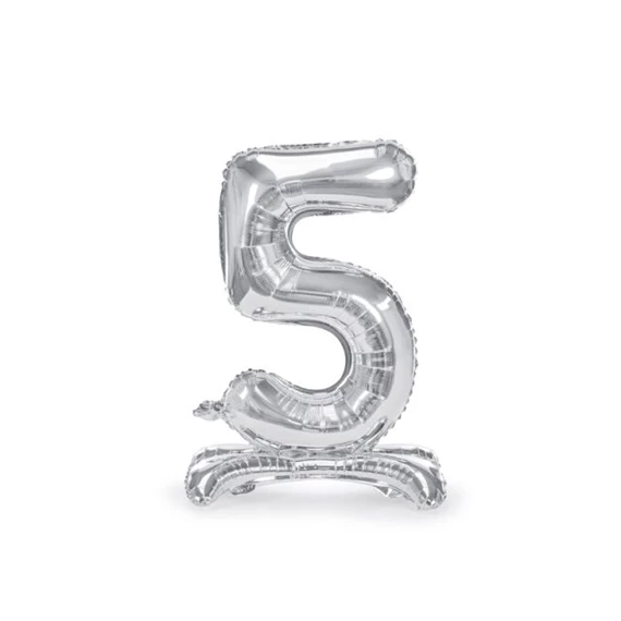 Lufi 5-ös szám álló fólia 70 cm ezüst