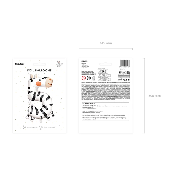 Lufi 5-ös szám fólia zebra 68x98 cm mix