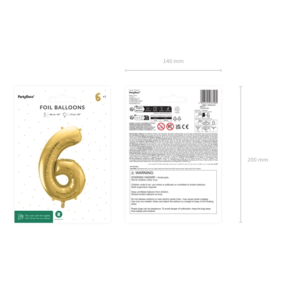 Lufi 6-os szám fólia 72 cm világos arany