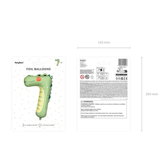 Lufi 7-es szám fólia krokodil 56x85 cm mix