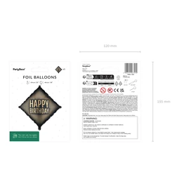 Lufi boldog születésnapot fólia 46x46 cm mix