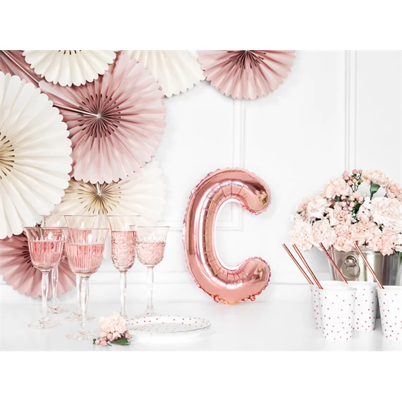 Lufi c betű fólia 35 cm rózsaarany