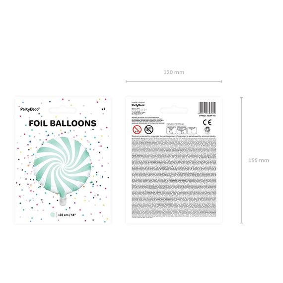 Lufi cukorka fólia 35 cm menta