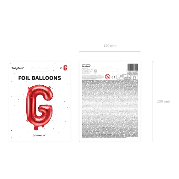 Lufi g betű fólia 35 cm piros