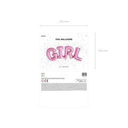 Lufi lány girl felirat fólia 74x33 cm rózsaszín
