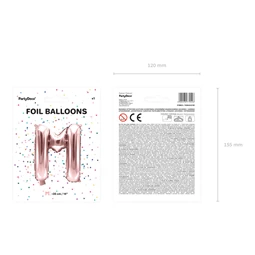 Lufi m betű fólia 35 cm rózsaarany