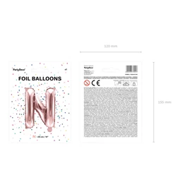 Lufi n betű fólia 35 cm rózsaarany