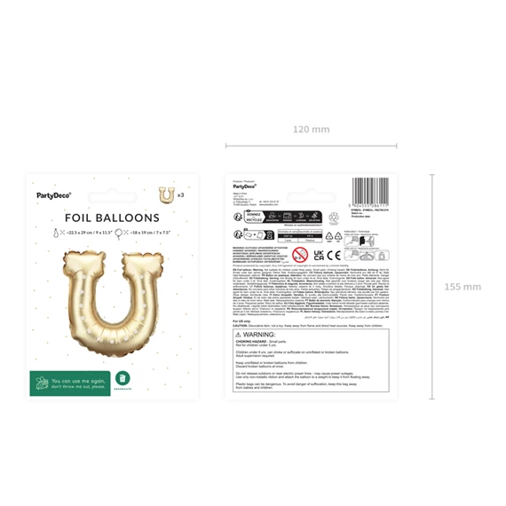 Lufi patkó girlandhoz 18x19 cm arany S/3