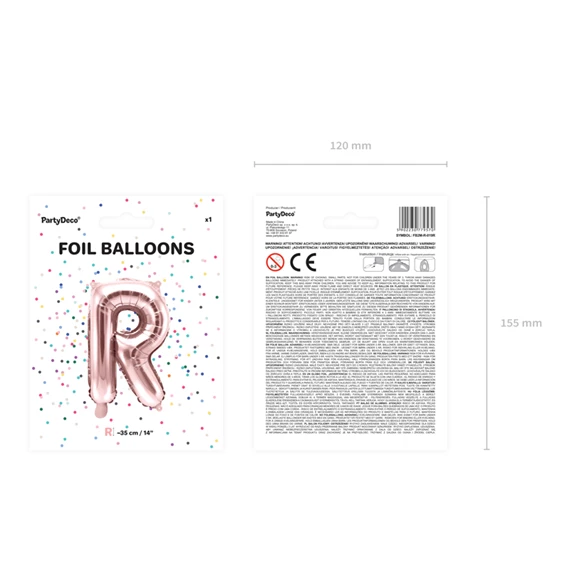 Lufi r betű fólia 35 cm rózsaarany