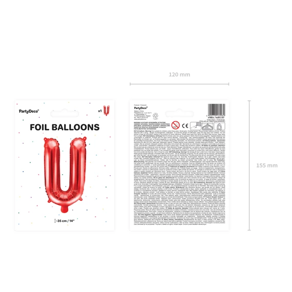 Lufi u betű fólia 35 cm piros