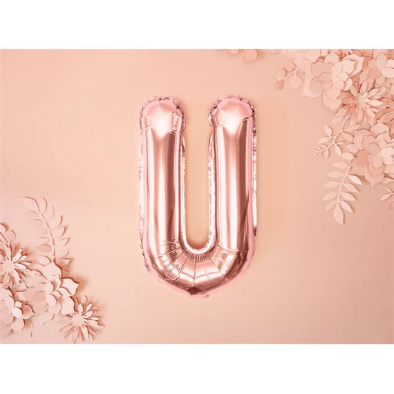 Lufi u betű fólia 35 cm rózsaarany