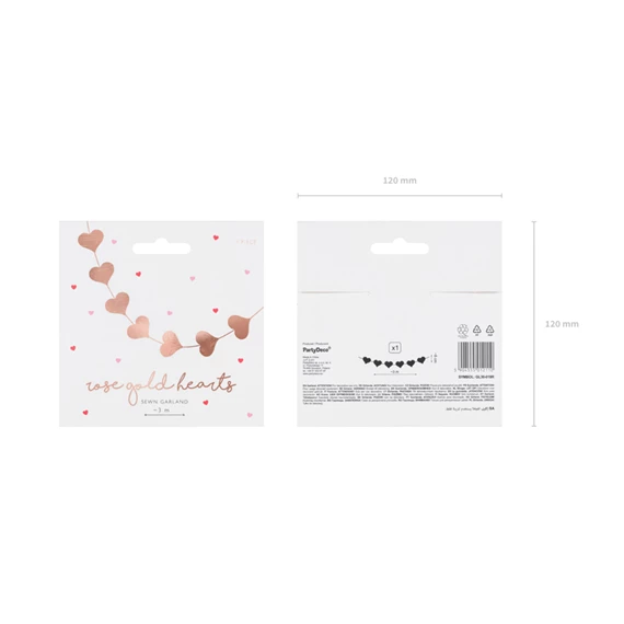Girland szívek rózsaarany 3,5 m