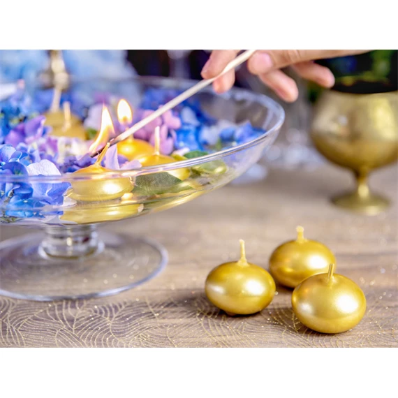 Úszógyertya korong fémes arany 4 cm S/50