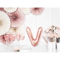Lufi v betű fólia 35 cm rózsaarany