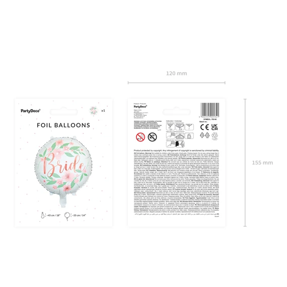 Lufi virág menyasszony fólia 45 cm fehér