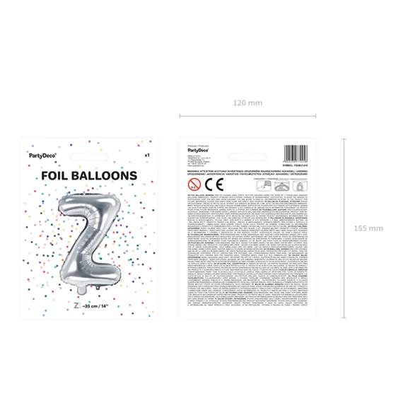 Lufi z betű fólia 35 cm ezüst