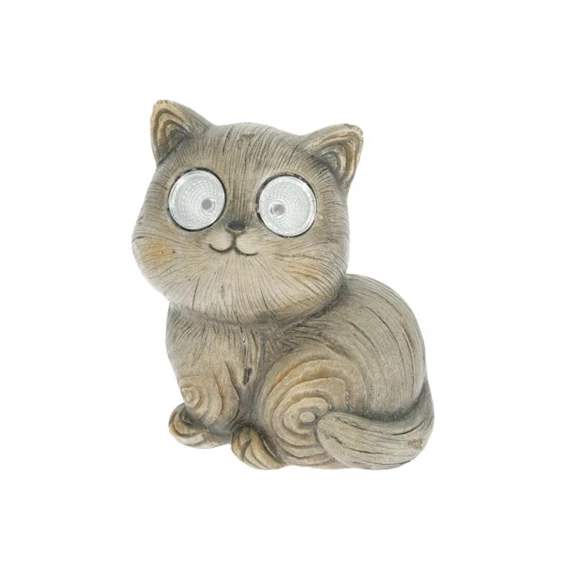 Szolár macska, LED-es 13x10,5x15 cm