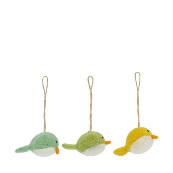 Madár nemezelt, akasztós 9x5x4,5 cm 3féle