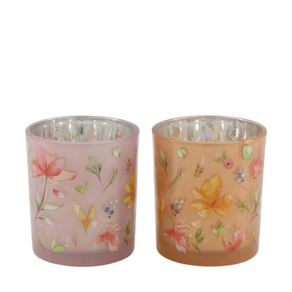 Mécsestartó virág mintával 7x7x8 cm 2féle