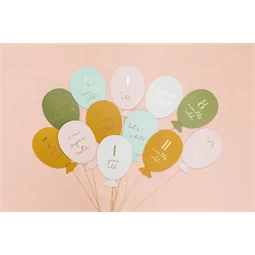 Mérföldkő kártyák lufi formában, vegyes 11,5x17 cm